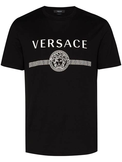 versace collection medusa large logo print t-shirt black|Versace Medusa t shirt men.